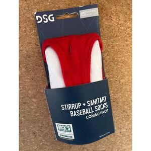 DSG Kids Red Stirrup and White Sanitary Baseball Socks Combo Pack XS 9K-1Y 18161